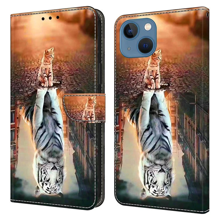 For iPhone 15 Case Wallet Phone Case 3D Pattern Printing Leather Flip Cover