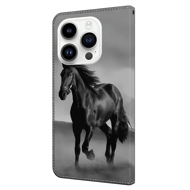 For iPhone 15 Pro Case 3D Pattern Printing Leather Wallet Phone Case