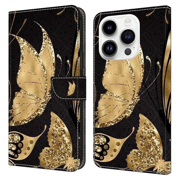For iPhone 15 Pro Case 3D Pattern Printing Leather Wallet Phone Case