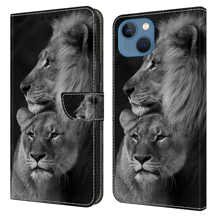 For iPhone 15 Plus Shockproof Case 3D Pattern Printing Leather Flip Phone Cover