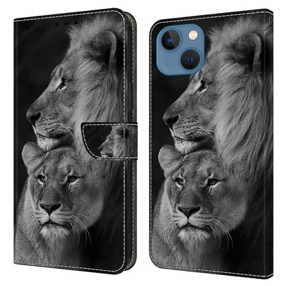 For iPhone 15 Plus Shockproof Case 3D Pattern Printing Leather Flip Phone Cover