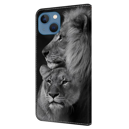 For iPhone 15 Plus Shockproof Case 3D Pattern Printing Leather Flip Phone Cover