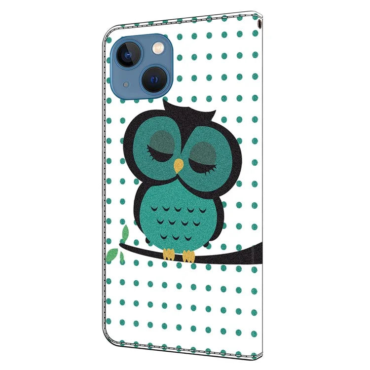 For iPhone 15 Plus Shockproof Case 3D Pattern Printing Leather Flip Phone Cover