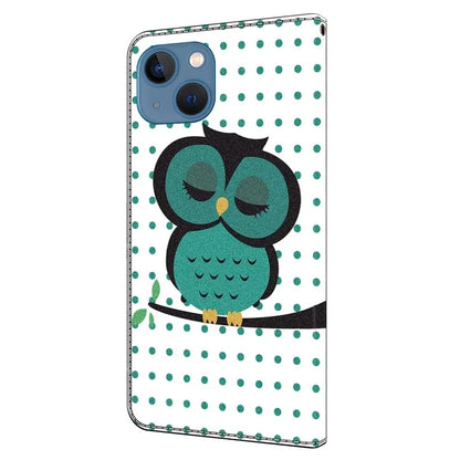 For iPhone 15 Plus Shockproof Case 3D Pattern Printing Leather Flip Phone Cover