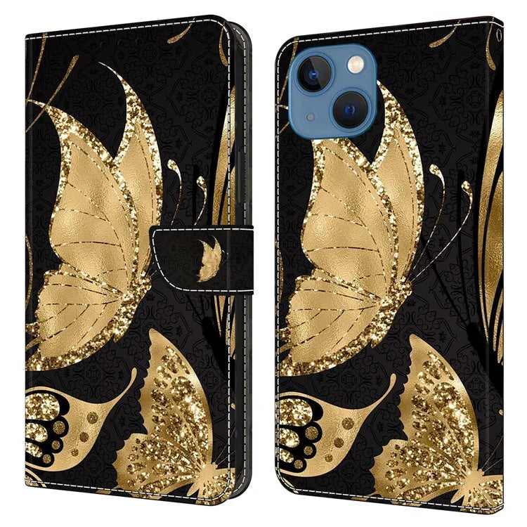 For iPhone 15 Plus Shockproof Case 3D Pattern Printing Leather Flip Phone Cover
