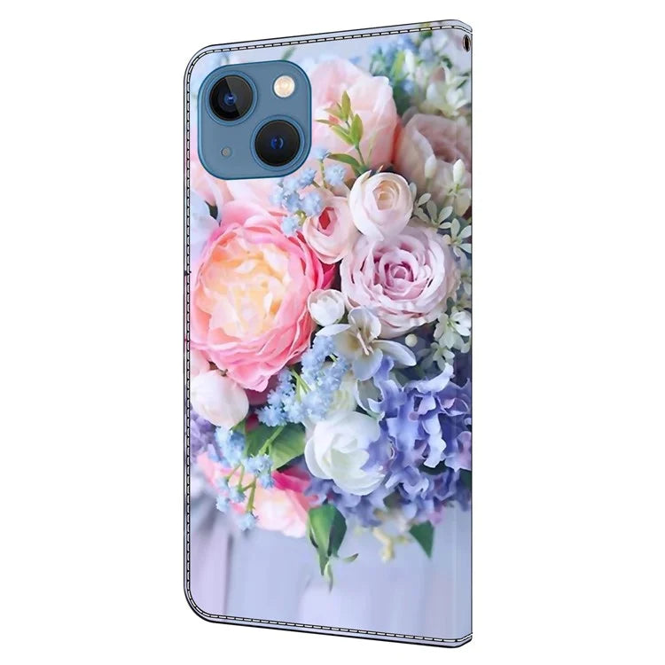 For iPhone 15 Plus Shockproof Case 3D Pattern Printing Leather Flip Phone Cover