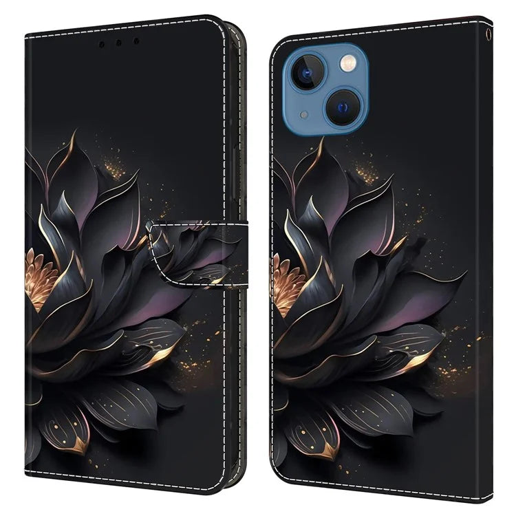 For iPhone 15 Plus Shockproof Case 3D Pattern Printing Leather Flip Phone Cover