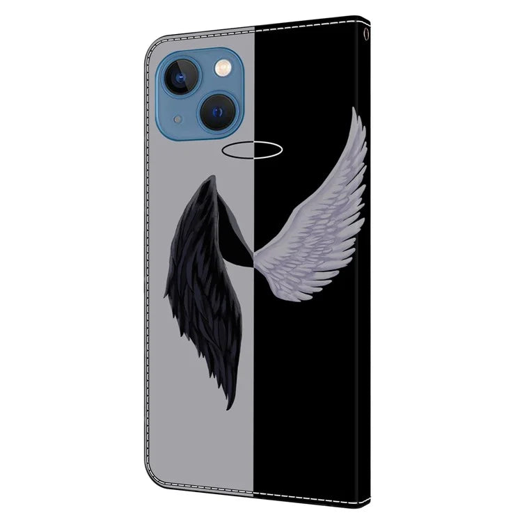 For iPhone 15 Plus Shockproof Case 3D Pattern Printing Leather Flip Phone Cover