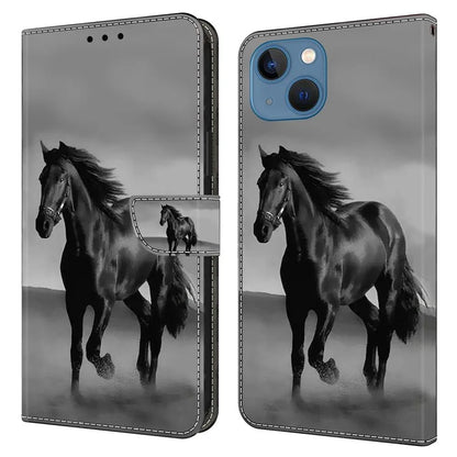 For iPhone 15 Plus Shockproof Case 3D Pattern Printing Leather Flip Phone Cover
