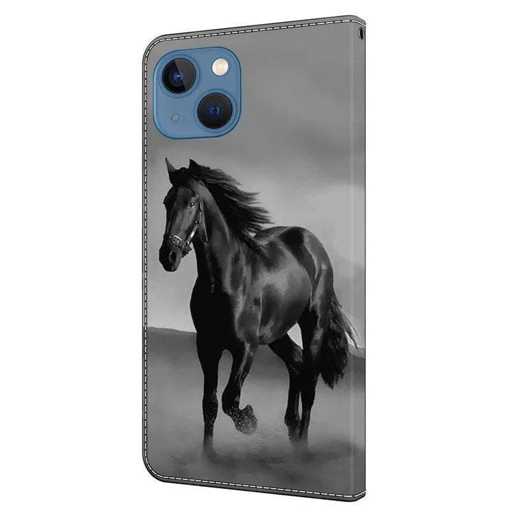 For iPhone 15 Plus Shockproof Case 3D Pattern Printing Leather Flip Phone Cover
