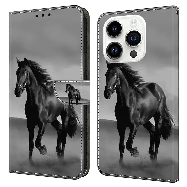 3D Pattern Printing Leather Cover for iPhone 15 Pro Max Case Anti-Dorp Wallet Phone Case