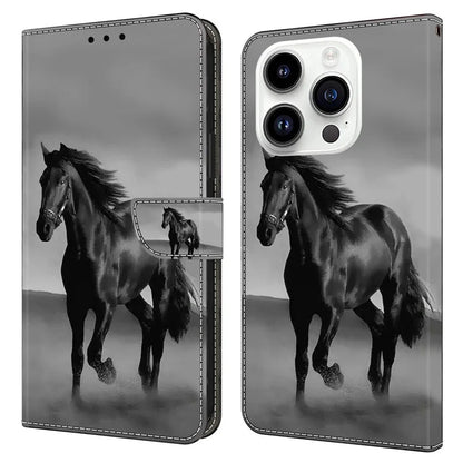 3D Pattern Printing Leather Cover for iPhone 15 Pro Max Case Anti-Dorp Wallet Phone Case