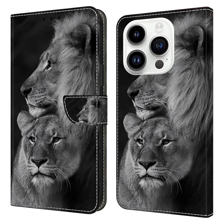 3D Pattern Printing Leather Cover for iPhone 15 Pro Max Case Anti-Dorp Wallet Phone Case