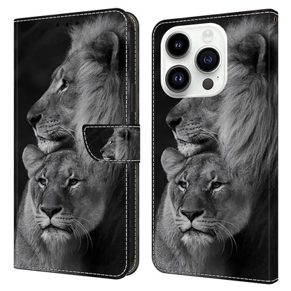 3D Pattern Printing Leather Cover for iPhone 15 Pro Max Case Anti-Dorp Wallet Phone Case