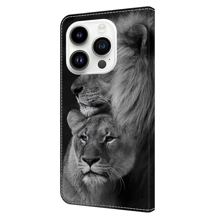 3D Pattern Printing Leather Cover for iPhone 15 Pro Max Case Anti-Dorp Wallet Phone Case