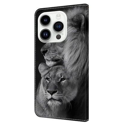 3D Pattern Printing Leather Cover for iPhone 15 Pro Max Case Anti-Dorp Wallet Phone Case