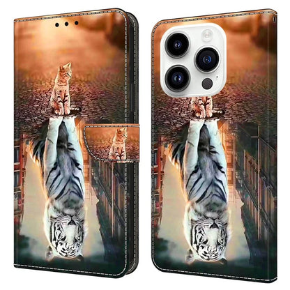 3D Pattern Printing Leather Cover for iPhone 15 Pro Max Case Anti-Dorp Wallet Phone Case