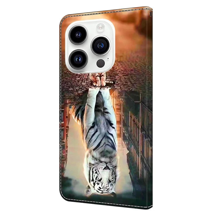 3D Pattern Printing Leather Cover for iPhone 15 Pro Max Case Anti-Dorp Wallet Phone Case