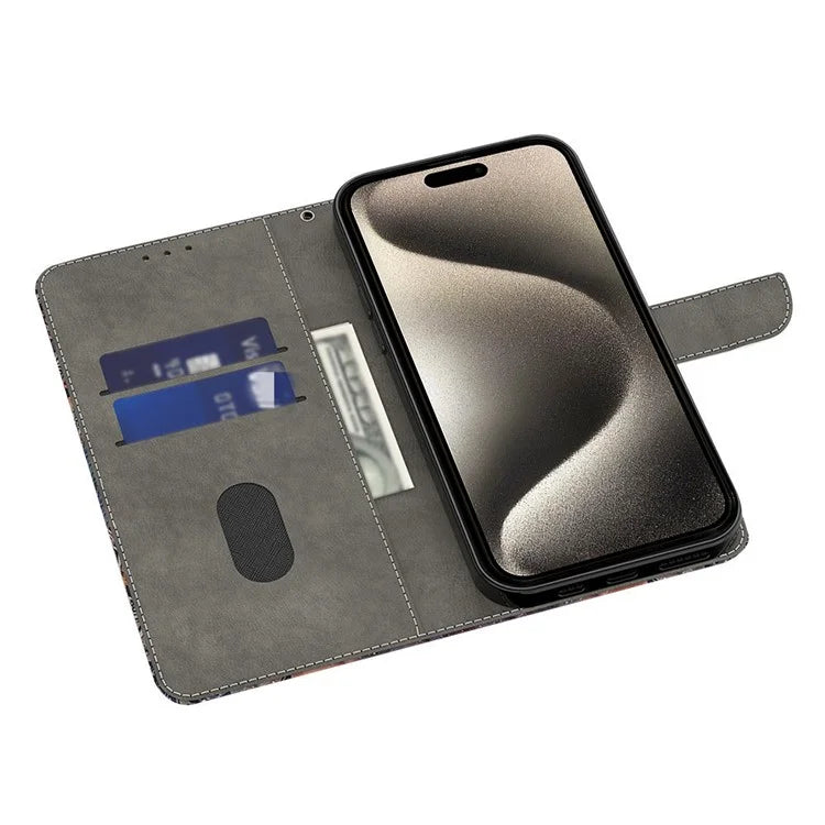 3D Pattern Printing Leather Cover for iPhone 15 Pro Max Case Anti-Dorp Wallet Phone Case