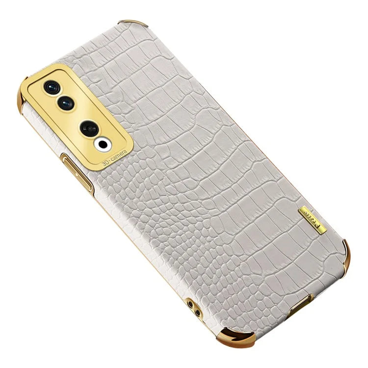 For Honor 90 Pro Cover 6D Electroplating Crocodile Texture Leather+TPU Phone Case