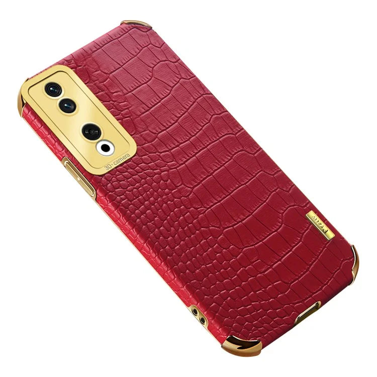 For Honor 90 Pro Cover 6D Electroplating Crocodile Texture Leather+TPU Phone Case