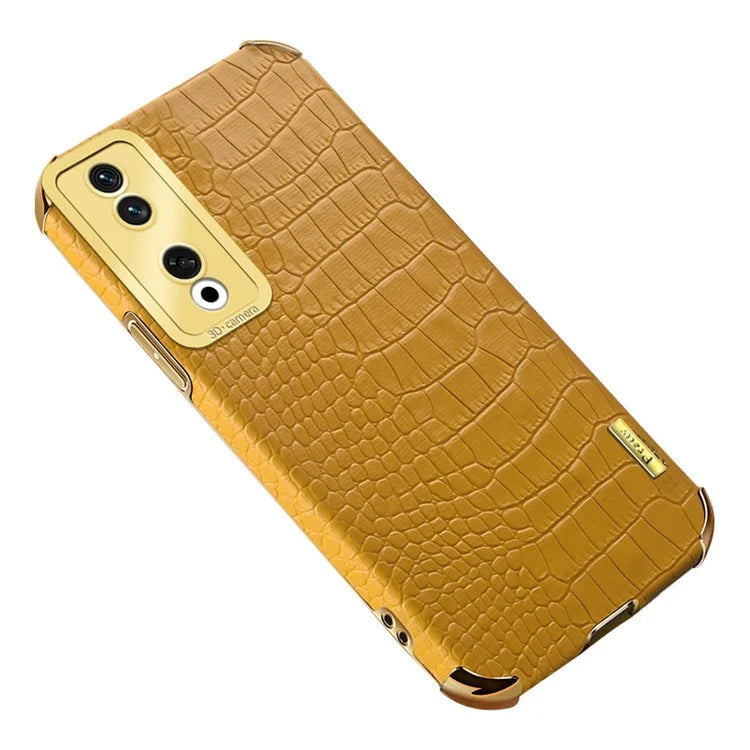 For Honor 90 Pro Cover 6D Electroplating Crocodile Texture Leather+TPU Phone Case