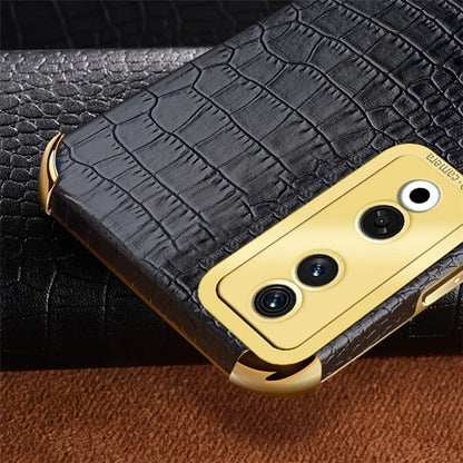 For Honor 90 Pro Case Crocodile Texture Leather+TPU Bump Proof Shell with Ring Kickstand