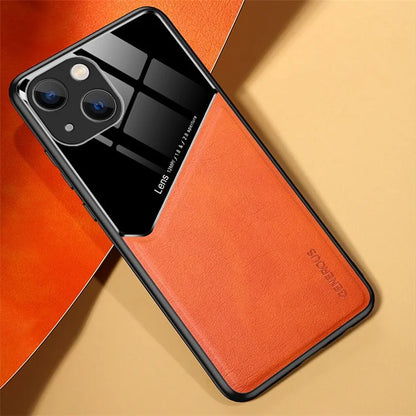 For iPhone 15 Plus Cover PU Leather Coated TPU+PC Anti-fall Phone Case