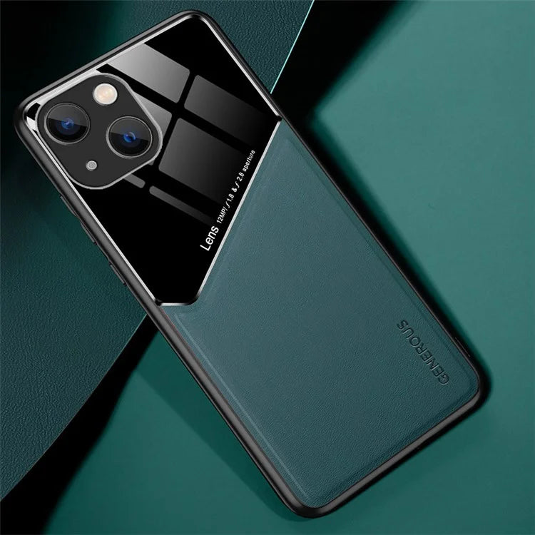 For iPhone 15 Plus Cover PU Leather Coated TPU+PC Anti-fall Phone Case