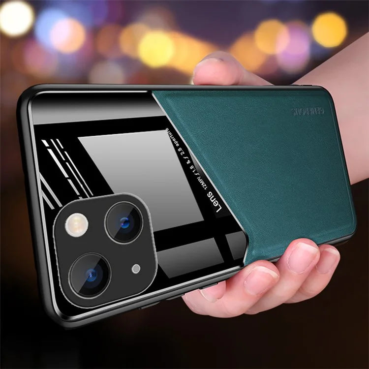 For iPhone 15 Plus Cover PU Leather Coated TPU+PC Anti-fall Phone Case