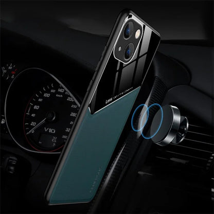 For iPhone 15 Plus Cover PU Leather Coated TPU+PC Anti-fall Phone Case