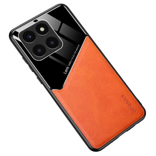For Honor X6a 4G Case Leather+TPU+PC Phone Back Cover with Car Mount Metal Sheet