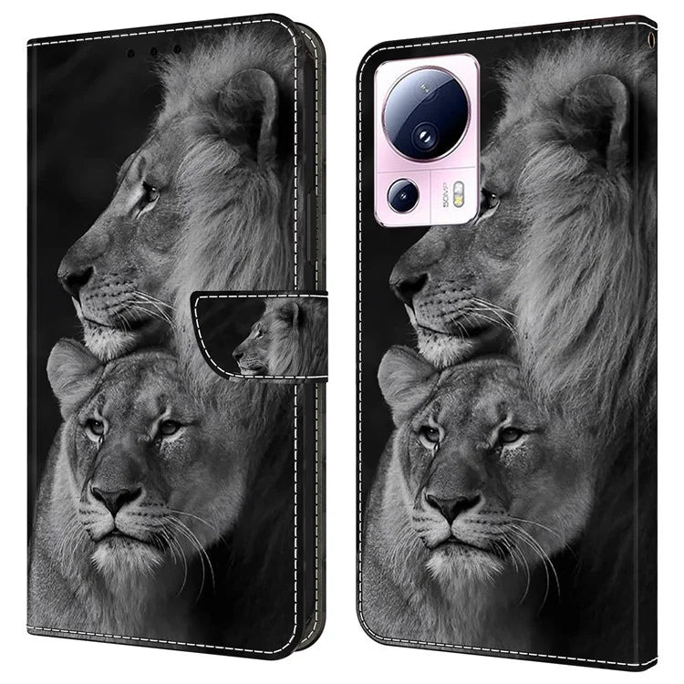 For Xiaomi 13 Lite / Civi 2 5G Wallet Case 3D Pattern Printing Leather Shockproof Phone Cover
