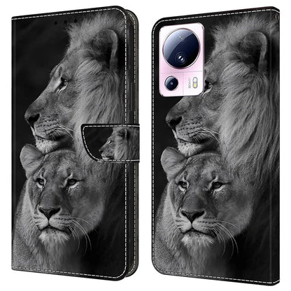 For Xiaomi 13 Lite / Civi 2 5G Wallet Case 3D Pattern Printing Leather Shockproof Phone Cover