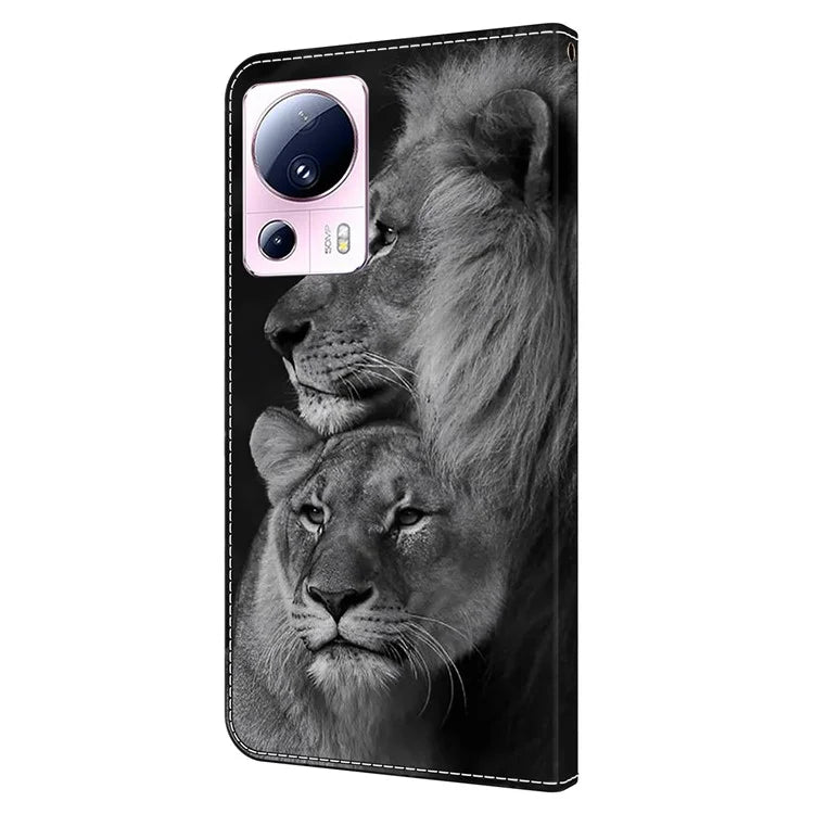 For Xiaomi 13 Lite / Civi 2 5G Wallet Case 3D Pattern Printing Leather Shockproof Phone Cover