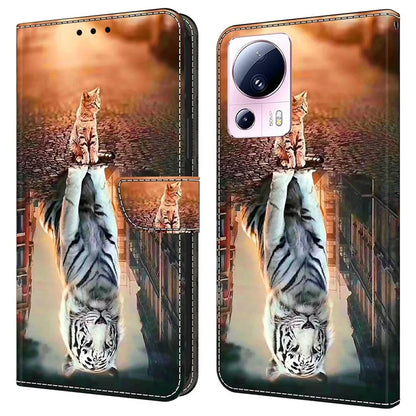 For Xiaomi 13 Lite / Civi 2 5G Wallet Case 3D Pattern Printing Leather Shockproof Phone Cover