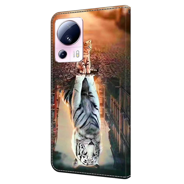 For Xiaomi 13 Lite / Civi 2 5G Wallet Case 3D Pattern Printing Leather Shockproof Phone Cover