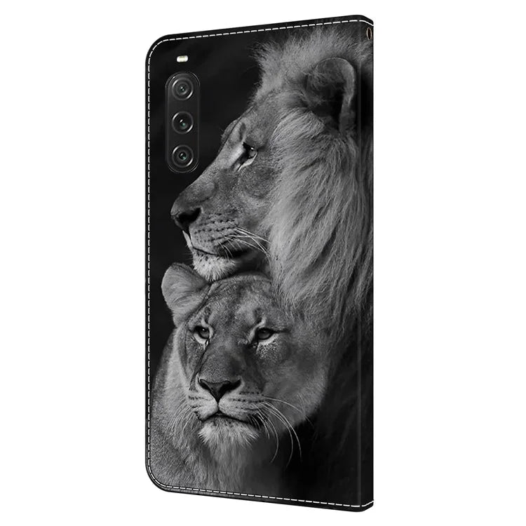 For Sony Xperia 10 V Protective Case 3D Pattern Printing Leather Wallet Phone Cover