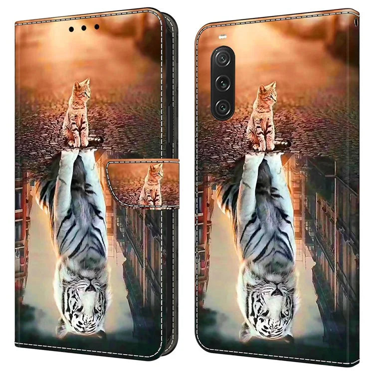 For Sony Xperia 10 V Protective Case 3D Pattern Printing Leather Wallet Phone Cover