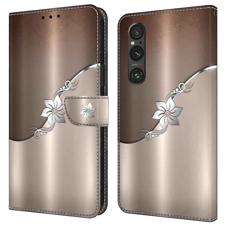 Anti-Scratch Wallet Phone Case for Sony Xperia 1 V Case Pattern Printing Leather Flip Cover