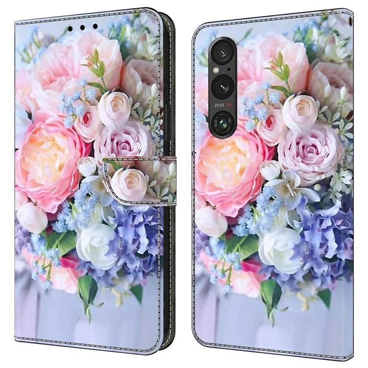 Anti-Scratch Wallet Phone Case for Sony Xperia 1 V Case Pattern Printing Leather Flip Cover