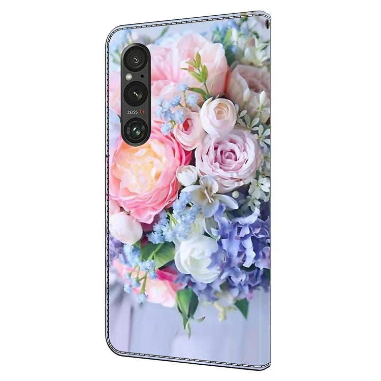 Anti-Scratch Wallet Phone Case for Sony Xperia 1 V Case Pattern Printing Leather Flip Cover