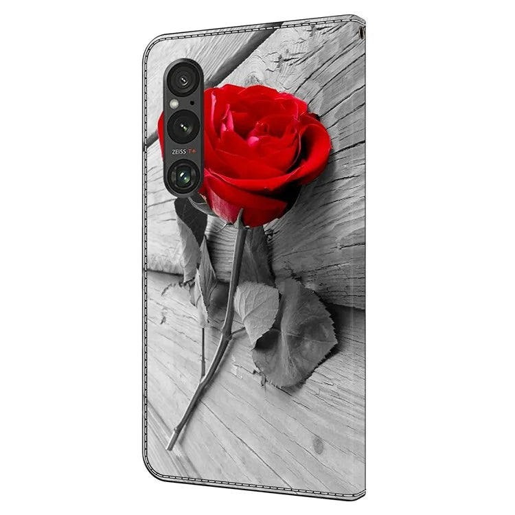 Anti-Scratch Wallet Phone Case for Sony Xperia 1 V Case Pattern Printing Leather Flip Cover