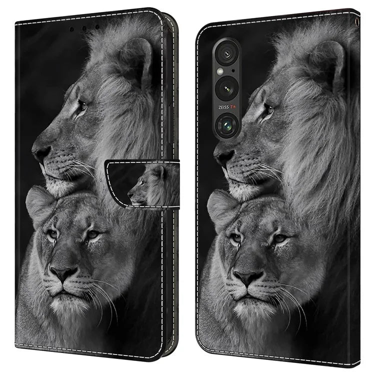 Anti-Scratch Wallet Phone Case for Sony Xperia 1 V Case Pattern Printing Leather Flip Cover