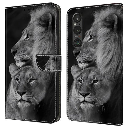 Anti-Scratch Wallet Phone Case for Sony Xperia 1 V Case Pattern Printing Leather Flip Cover