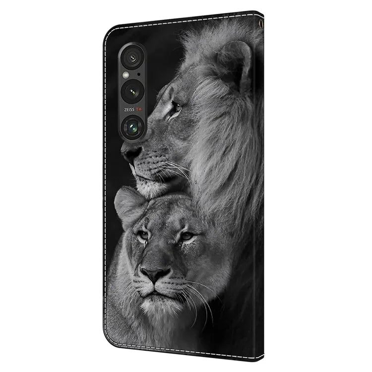 Anti-Scratch Wallet Phone Case for Sony Xperia 1 V Case Pattern Printing Leather Flip Cover