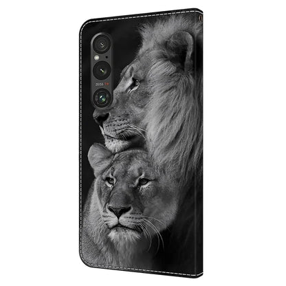 Anti-Scratch Wallet Phone Case for Sony Xperia 1 V Case Pattern Printing Leather Flip Cover