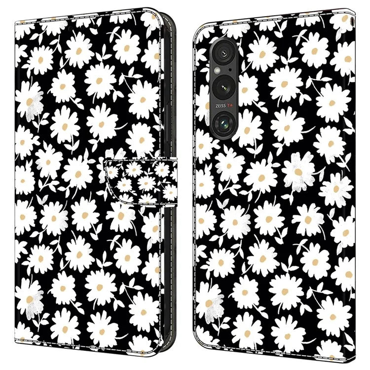 Anti-Scratch Wallet Phone Case for Sony Xperia 1 V Case Pattern Printing Leather Flip Cover