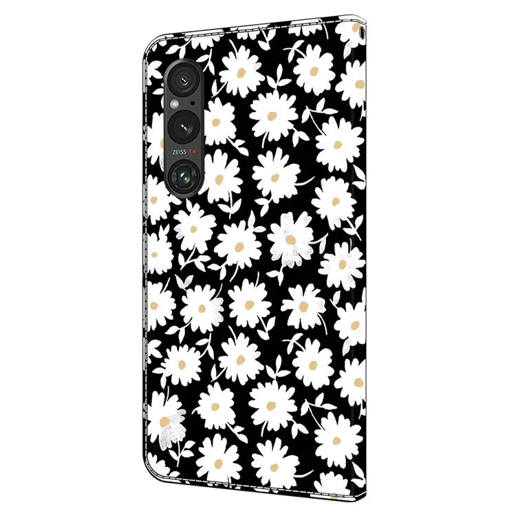 Anti-Scratch Wallet Phone Case for Sony Xperia 1 V Case Pattern Printing Leather Flip Cover