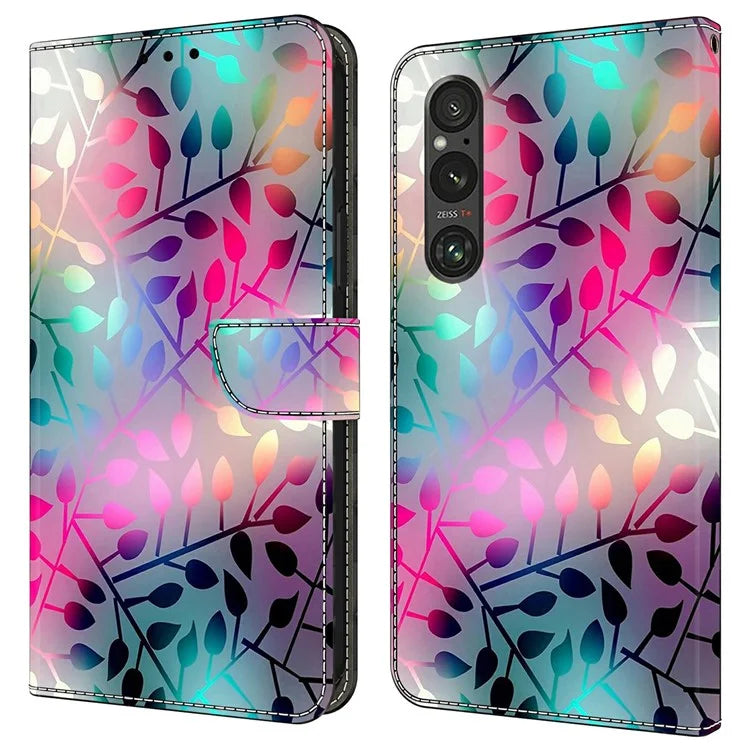 Anti-Scratch Wallet Phone Case for Sony Xperia 1 V Case Pattern Printing Leather Flip Cover